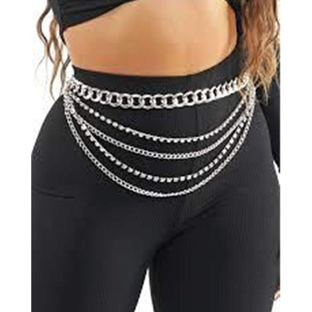 Multilayer Alloy Waist Chain Belt Crystal Belly Jewelry for Women Girls